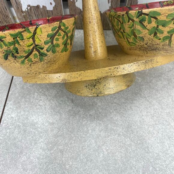 Vtg Kustom Kraft Black Walnut Spinning Serving Tray Mid Century Mod 2 Bowls - Picture 9 of 9